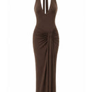 Baobab Donatella Maxi Dress in Moca, elegant long dress with flowing fabric and stylish design, perfect for summer wear