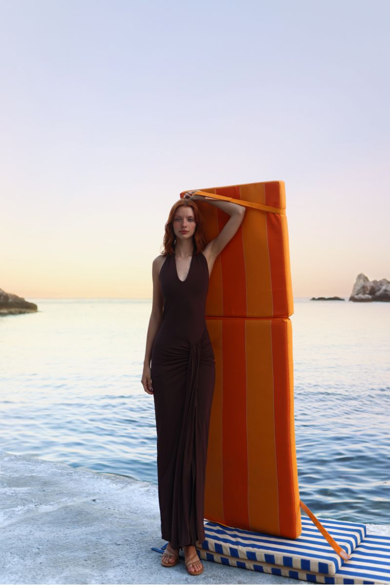 Baobab Donatella Maxi Dress in Moca, elegant long dress with flowing fabric and stylish design, perfect for summer occasions.