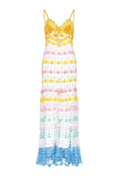 Andreeva handmade flower marine maxi crochet dress, flowy and detailed, perfect for summer occasions.