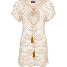 Handmade pearl crochet top by Andreeva, showcasing intricate crochet design and pearl accents, perfect for stylish casual wear.
