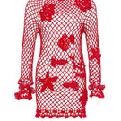 Handmade cherry crochet top cover-up by Andreeva featuring intricate crochet patterns and a relaxed fit for stylish beachwear.