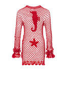 Handmade cherry crochet top cover-up by Andreeva featuring intricate crochet details and a lightweight, stylish design.