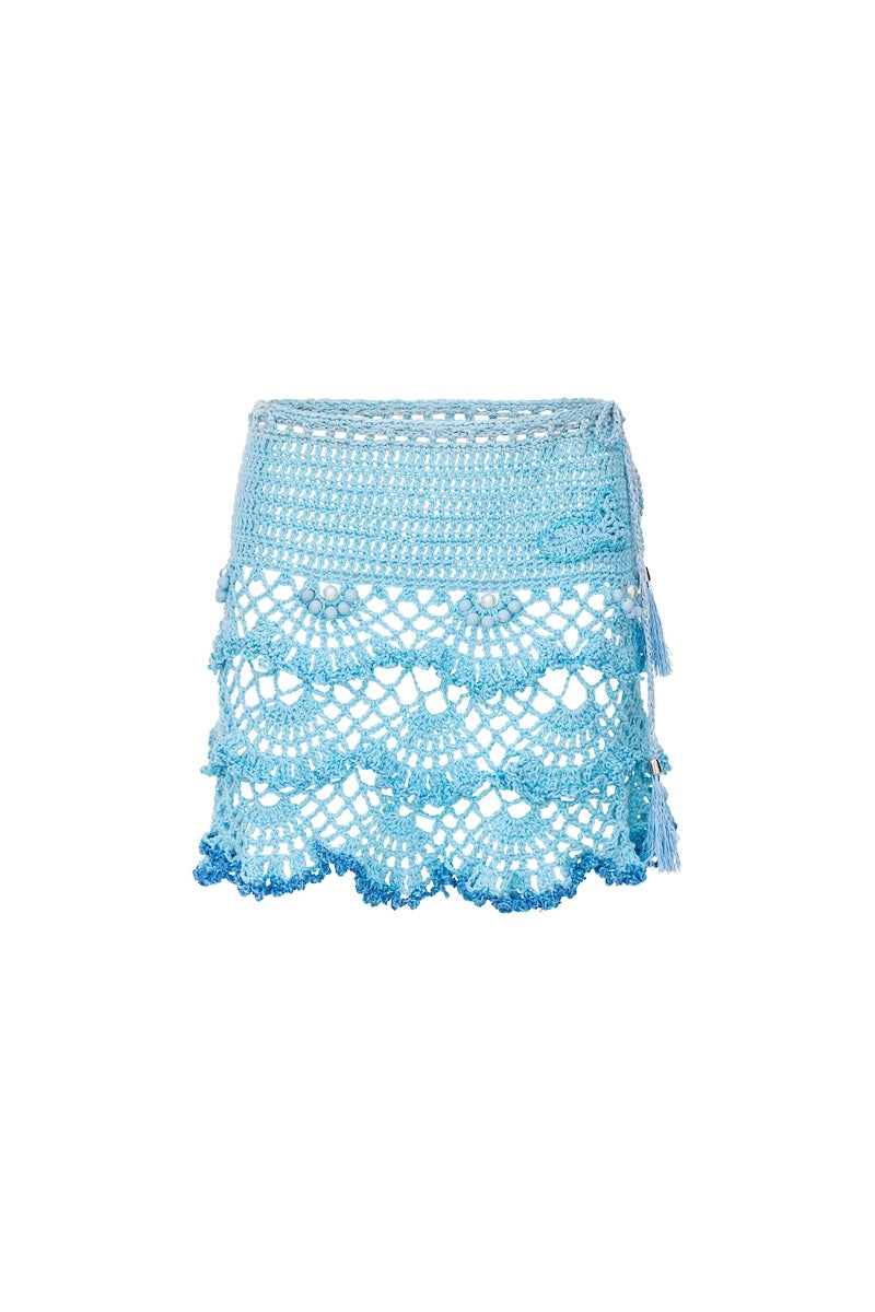 AQUA MARINE HANDMADE MINI CROCHET SKIRT