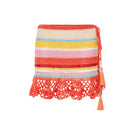 Andreeva coral reef handmade crochet mini skirt with intricate stitch details, lightweight and stylish for warm weather.