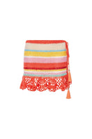 Andreeva coral reef handmade crochet mini skirt with intricate stitch details, lightweight and stylish for warm weather.