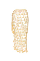 Butter yellow handmade crochet cover-up by Andreeva, featuring intricate crochet patterns and lightweight fabric for beachwear.