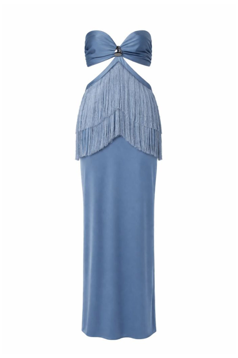 Baobab DUA maxi dress in cielo blu, flowing lightweight fabric with a relaxed fit, perfect for casual summer wear.