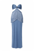 Baobab DUA maxi dress in cielo blu, flowing lightweight fabric with a relaxed fit, perfect for casual summer wear.