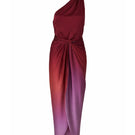 Baobab LORA Maxi Dress in Tramonto Bordó, elegant long dress with flowing fabric and vibrant red color, suitable for formal occasions.