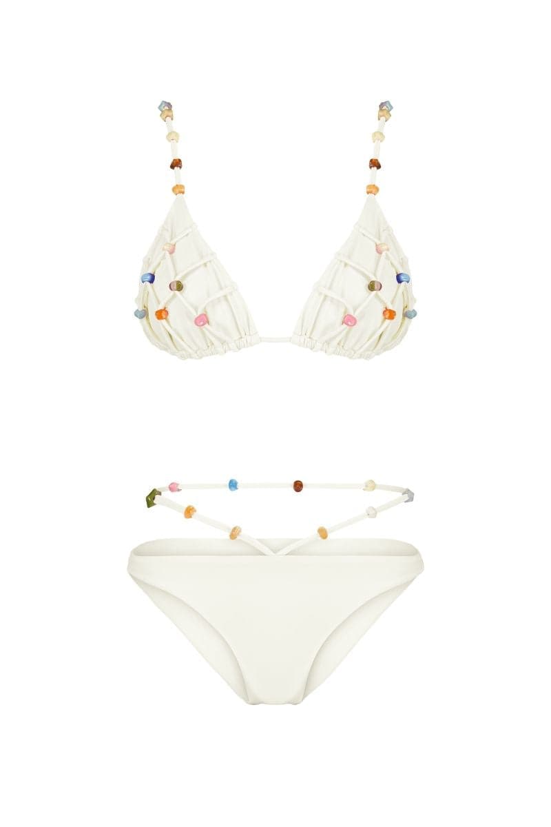 Ivory Sunset Bird bikini set by Maliluha, featuring a stylish bikini with sunset bird print, perfect for summer beachwear.