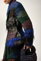 Lalo feather jacket in multi-color with a stylish, textured design and lightweight, cozy fit.