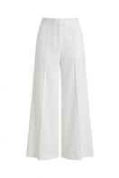 White wide-leg pants by Keira Tong, featuring a relaxed fit and full-length design, displayed on a neutral background.