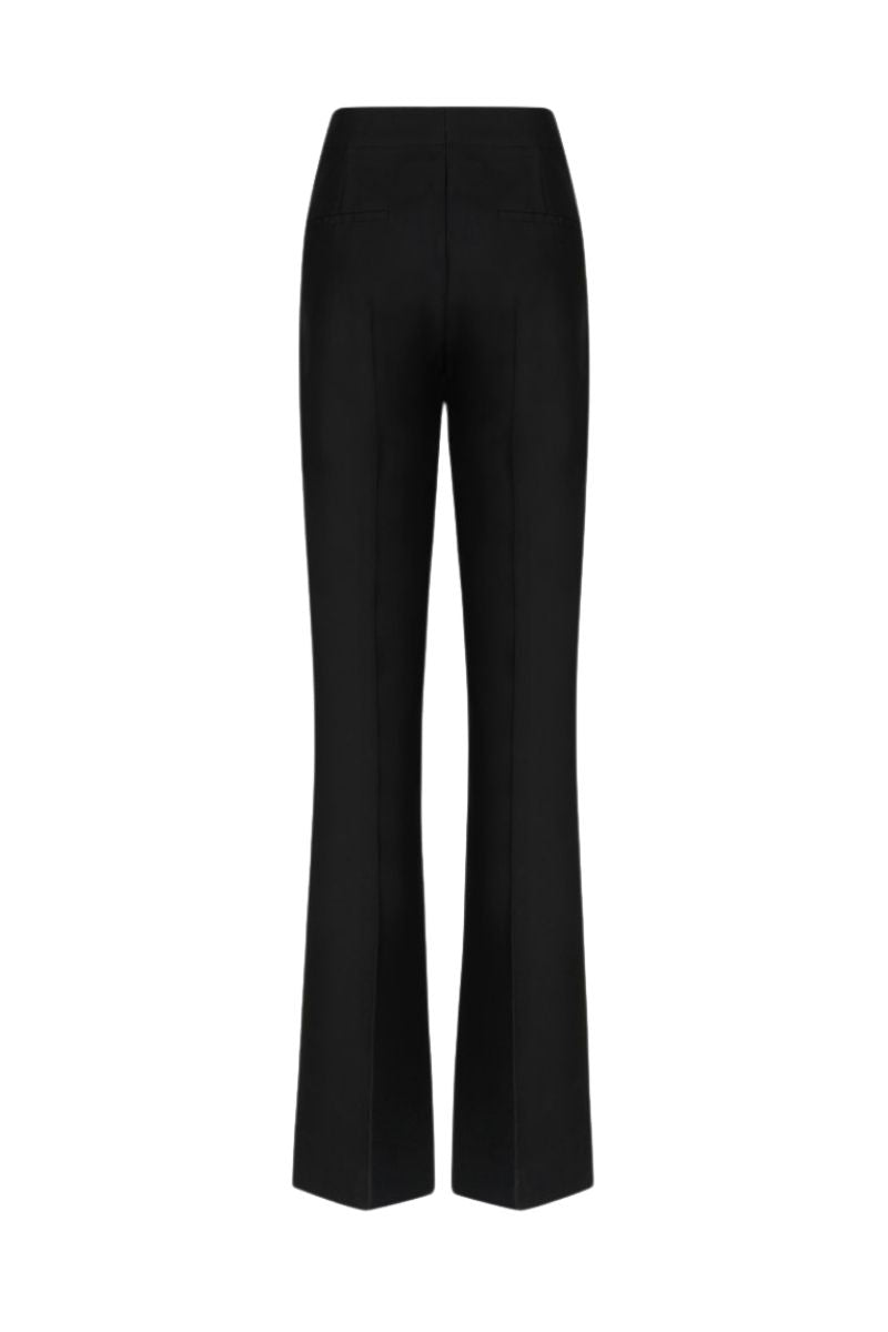 MARTINE BLACK STRAIGHT RIBBED PANTS - CULT MIA