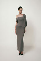 TONYY Mono Veil Set featuring a stylish midi dress with elegant veil details, perfect for sophisticated occasions.
