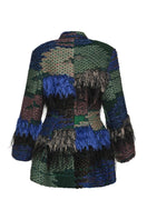 Lalo feather jacket in multi-color with a stylish, textured design, featuring a lightweight, cozy fit perfect for cold weather.