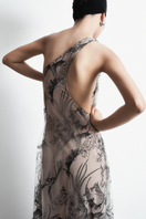 TONYY rustling nude maxi dress gown with flowing fabric and elegant design, perfect for formal occasions