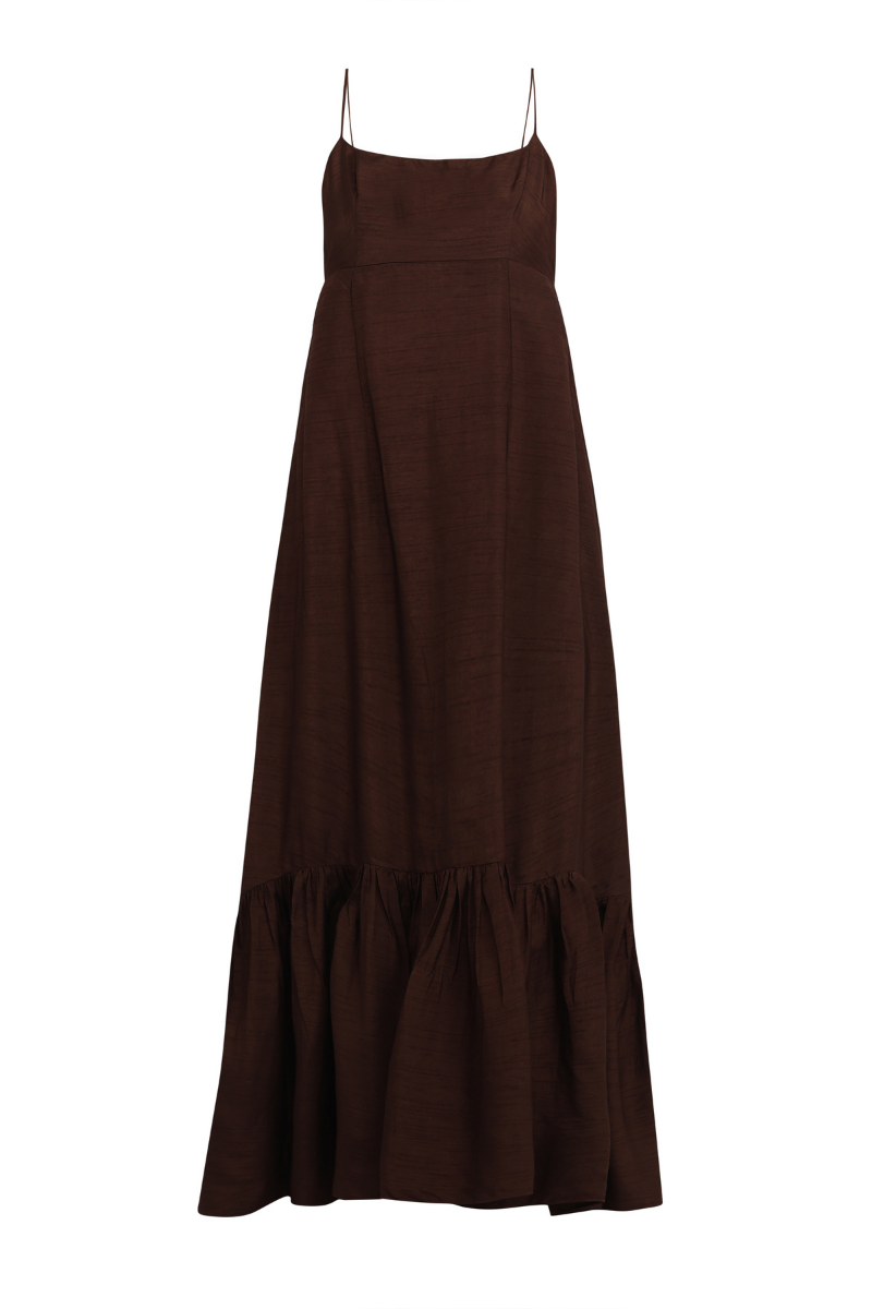 AMARA DRESS IN DARK WALNUT - CULT MIA