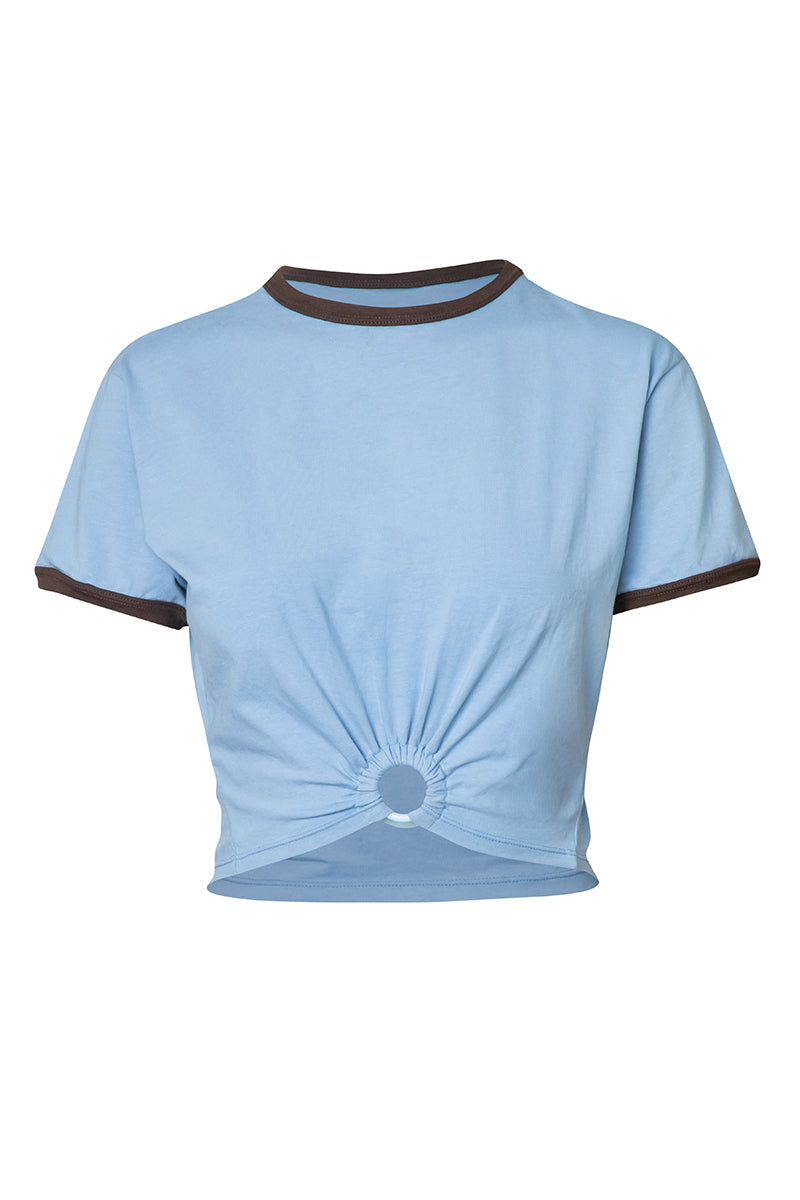 Baobab TIKA T-shirt in Blu Moca, casual shirt with a relaxed fit and stylish design, featuring a vibrant blue color and comfortable fabric.