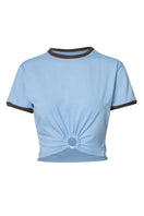 Baobab TIKA T-shirt in Blu Moca, casual shirt with a relaxed fit and stylish design, featuring a vibrant blue color and comfortable fabric.