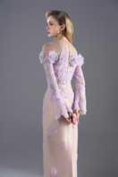Light purple tulle and taffeta gown by Rosee de Matin, featuring flowing fabric and elegant design for formal occasions.