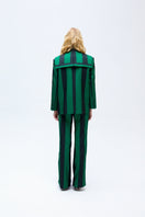 Green striped blazer by ColoReve, tailored fit with notch lapels, showcasing the stylish design and fabric texture.