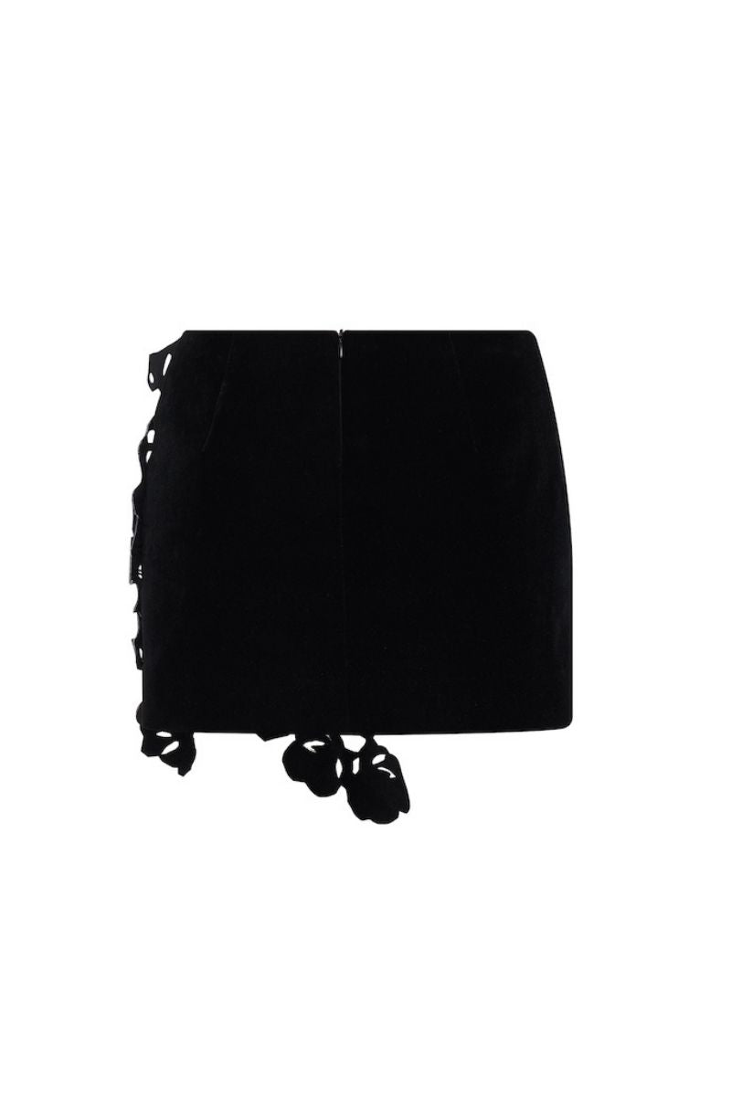 BLACK FLORAL MINI SKIRT - CULT MIA