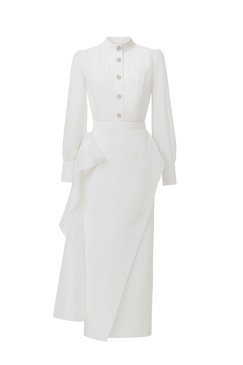 slim fit dress slacks White Button Up Midi Shirt Dress - All Dresses