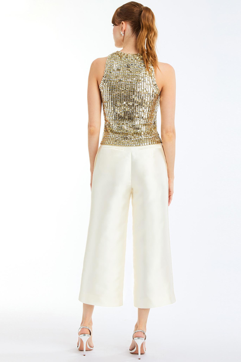 Mestiza New York Blake cropped pants in ivory, stylish lightweight pants with a relaxed fit, perfect for casual or semi-formal wear.