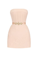 CEM mini dress with belt, stylish and casual, featuring a fitted silhouette and adjustable waist strap, perfect for summer wear.