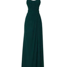 Elegant forest green Tarık Ediz Elvera gown with flowing fabric and intricate detailing, perfect for formal occasions.