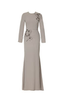 Tarık Ediz Asmina Mink co-ord set displayed on a ghost mannequin, featuring a stylish matching top and pants ensemble.