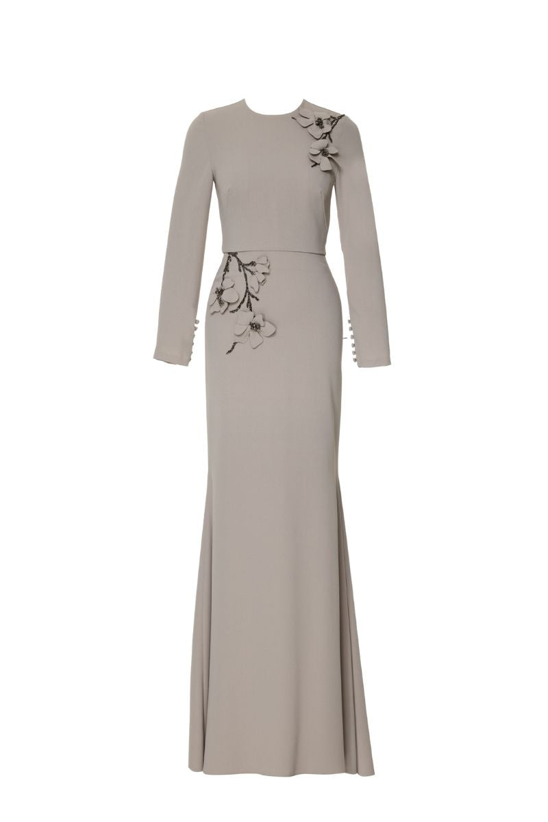 Tarık Ediz Asmina Mink co-ord set displayed on a ghost mannequin, featuring a stylish matching top and pants ensemble.