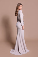 Tarık Ediz Asmina Mink Co-ord set featuring a stylish back view with matching top and pants, elegant and modern fashion ensemble.