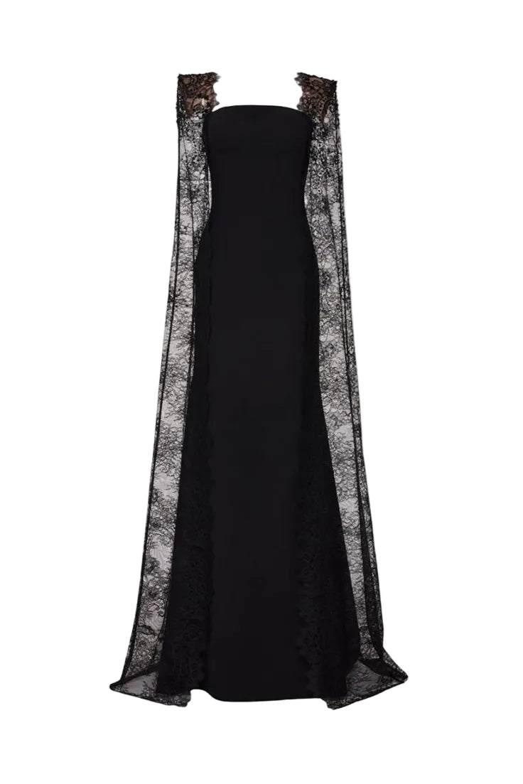 Black maxi dress from Tarık Ediz's BELANIS collection, featuring elegant fabric and stylish design.
