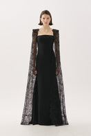 Black gown from Tarık Ediz's Belanis collection showcasing elegant fabric and sophisticated design.