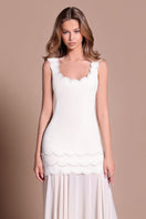Tarık Ediz Rosie Vanilla maxi dress with elegant flowy fabric and detailed styling, suitable for formal occasions.