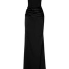 Black Tarık Ediz Gladys gown with elegant fit and flowing fabric, featuring a stylish neckline and long sleeves.