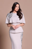 Tarık Ediz Lizzy set in mink co-ords featuring a stylish matching top and pants with a plush mink finish.