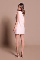Tarık Ediz Orleana pink mini dress shown from the back, featuring stylish design and elegant fit.
