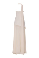 Tarık Ediz Lorraine vanilla gown displayed on ghost mannequin, back view showcasing elegant design and flowing fabric.