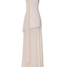 Elegant Lorraine dress in vanilla color by Tarık Ediz, displayed on a ghost mannequin from the front view.