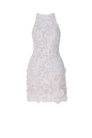 Ivory Michele mini dress by Tarık Ediz displayed on a ghost mannequin, front view showing elegant fit and sleek design.