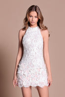 Ivory Michele mini dress by Tarık Ediz with elegant design, featuring intricate details and a stylish silhouette.