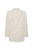HACCHIC COUTURE ivory tweed suit blazer, tailored with classic lapels and textured fabric, stylish and elegant for formal wear.