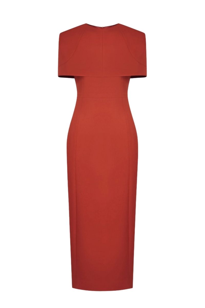 NAOMI BURNT ORANGE MIDI DRESS - CULT MIA