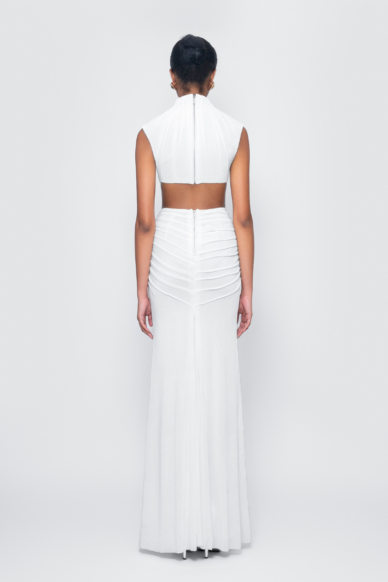 TONYY sculpture set in white co-ords featuring matching top and pants, stylish and modern for contemporary decor.