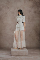 White Plan Ivory Romance co-ord set featuring a stylish matching top and pants, perfect for elegant casual wear.