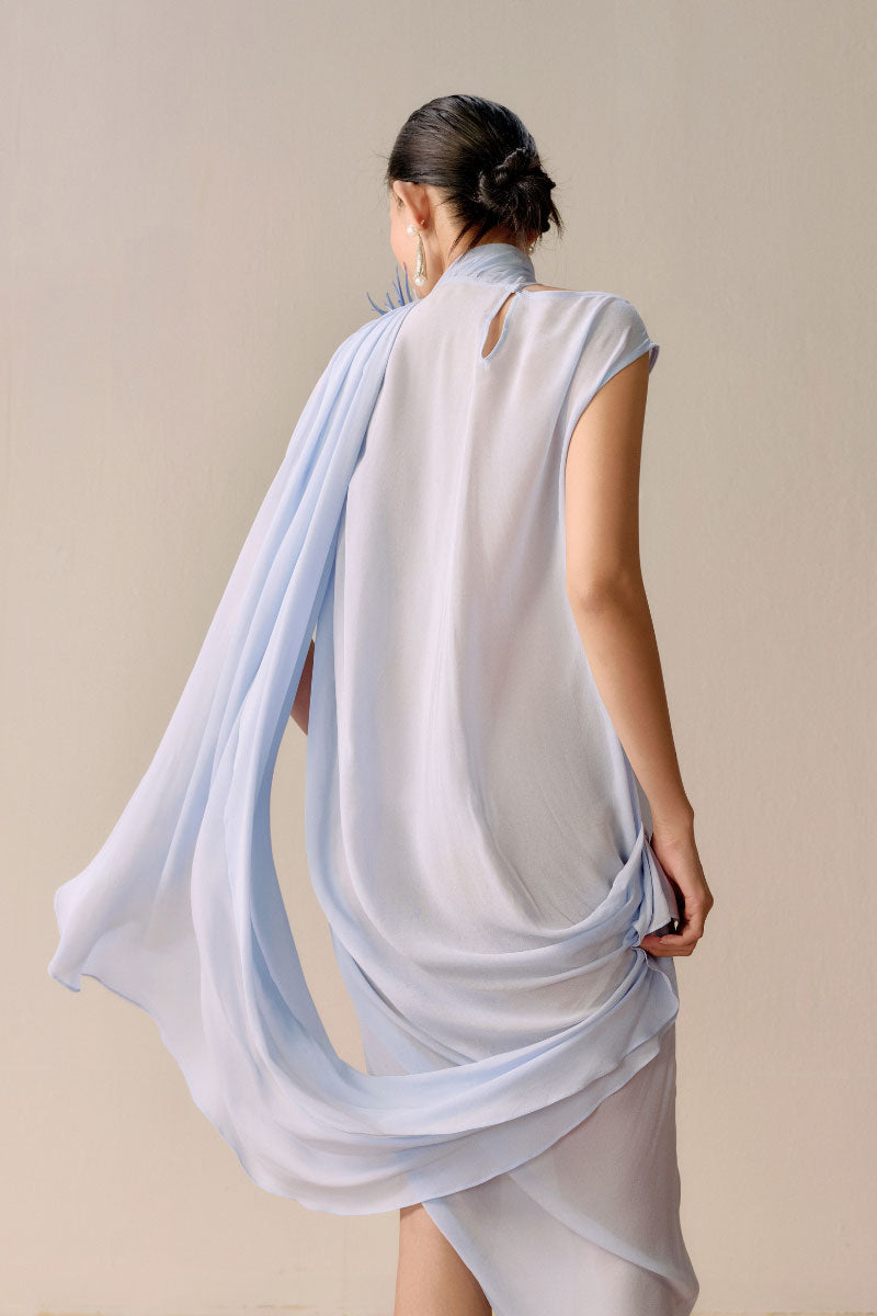 Sky blue flowy dream midi dress by LECIA, featuring a soft, flowing fabric and elegant design perfect for summer or casual wear.