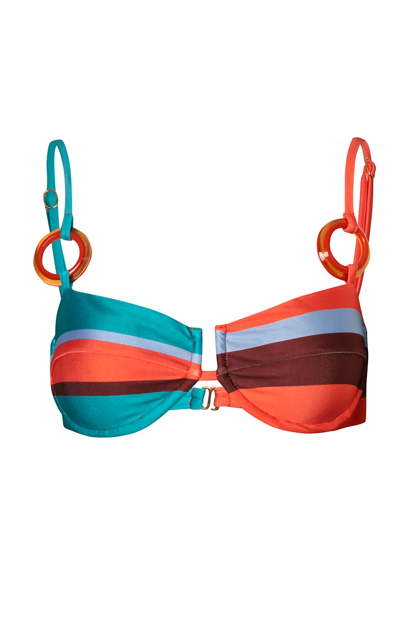 Baobab ROA bikini top in Funky Aperol color, featuring vibrant design and adjustable straps, perfect for summer swimwear.