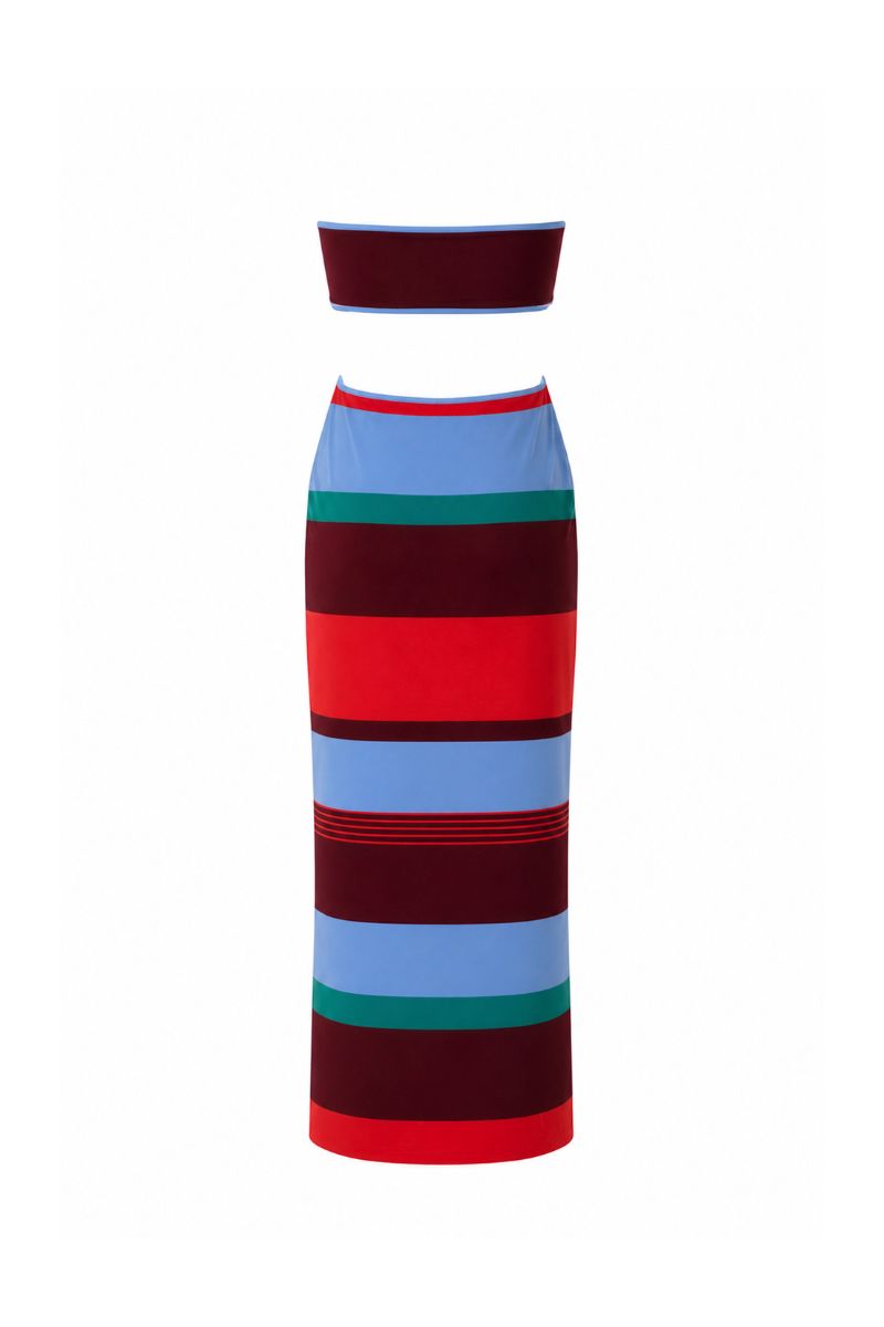 Baobab Mambo Maxi Dress in Funky Aperol with vibrant print, flowy fabric, and stylish design perfect for summer wear.